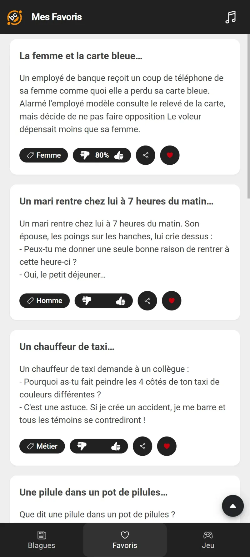 Blagues Courtes capture d'écran
